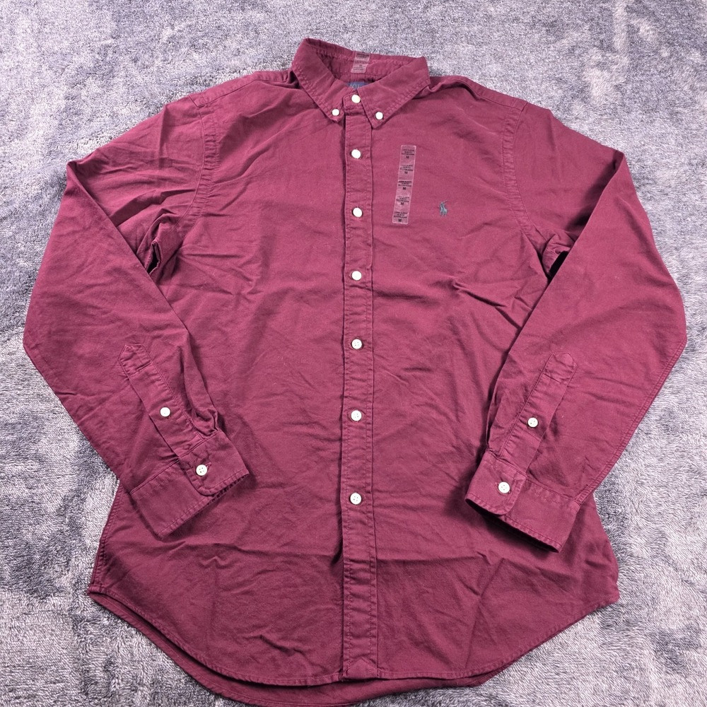 Polo Ralph Lauren Classic Fit Oxford Knit Shirt Mens M Burgundy Preppy
